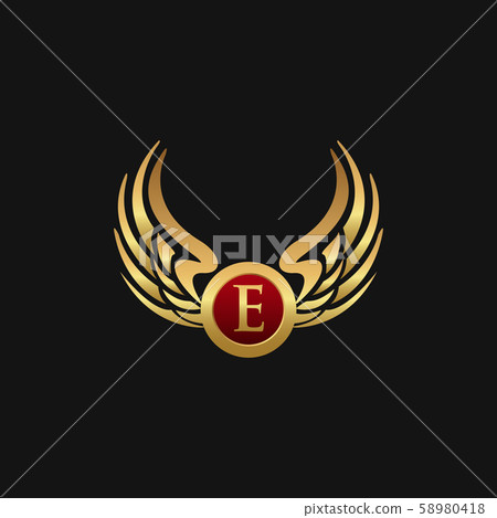 Luxury Letter E Emblem Wings logo design concept Luxury Letter E Emblem Wings logo design concept 58980418
