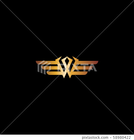 Letter W Wings luxury logo design concept template - Stock Illustration ...