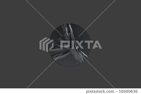 Blank black round adhesive sticker mockup on dark background Blank black round adhesive sticker mockup on dark background 58980636