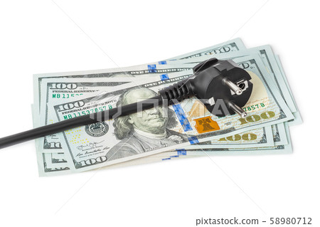 Electric plug on money 58980712