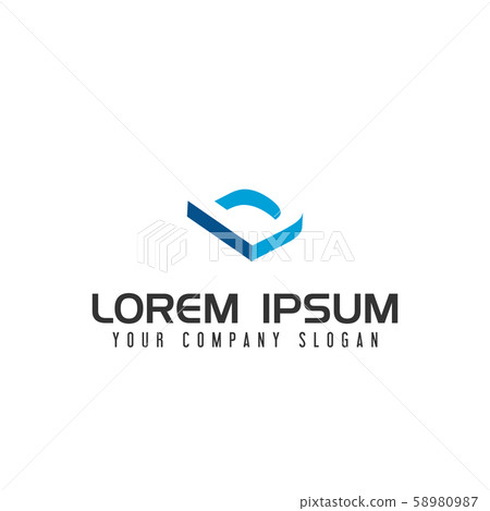 Letter D Negative space logo design concept 58980987