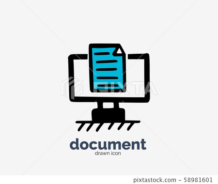 Hand drawn doodle document on the screen icon design 58981601