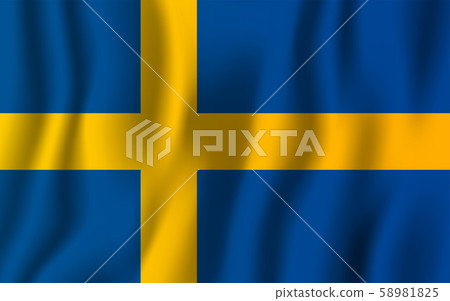 Sweden realistic waving flag vector illustration. - Stock Illustration ...