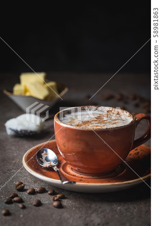 Bulletproof coffee, keto breakfast. 58981863