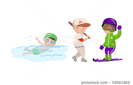 Boys are engaged in various sports. Vector illustration on a white background. Boys are engaged in various sports. Vector illustration on a white background. 58981968