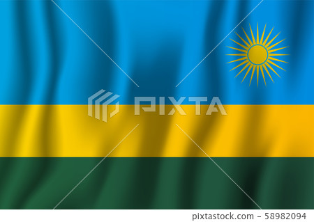 Rwanda realistic waving flag vector illustration. Rwanda realistic waving flag vector illustration. 58982094
