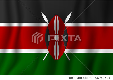 Kenya realistic waving flag vector illustration. Kenya realistic waving flag vector illustration. 58982304