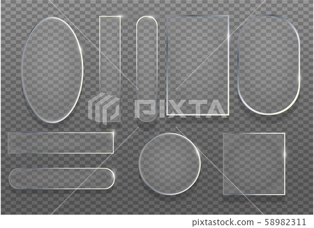 Realistic 3d transparent glass set vector - Stock Illustration ...