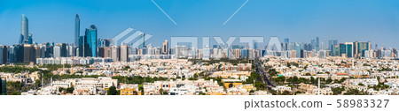 Panoramic view of Abu Dhabi downtown skyline in Panoramic view of Abu Dhabi downtown skyline in 58983327
