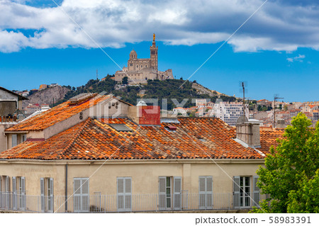 Marseilles. Notre Dame de la Garde Cathedral on a sunny day. 58983391