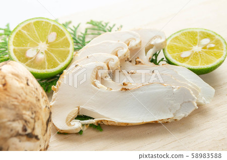 Slice of matsutake mushroom 58983588