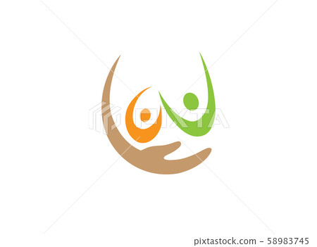 hand family caring Familie for logo design illustration on white background hand family caring Familie for logo design illustration on white background 58983745