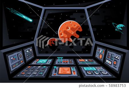 Control panel dashboard in the interior of the spaceship 58983753