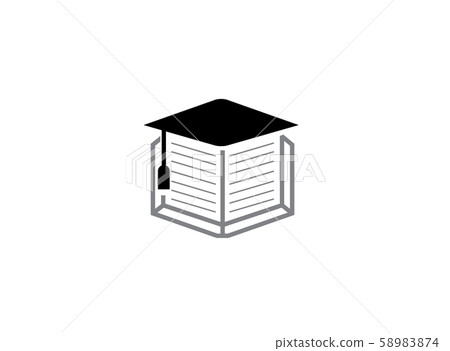 Graduation Hat on papers book for logo design illustration on white background 58983874