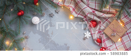 Christmas red and white glass toys flat Christmas red and white glass toys flat 58983885