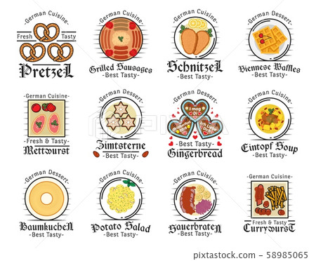 German sausages, pretzel, schnitzel. Germany food German sausages, pretzel, schnitzel. Germany food 58985065