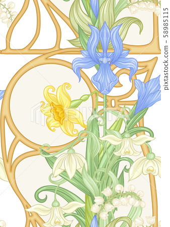 Spring flowers seamless pattern, background. 58985115
