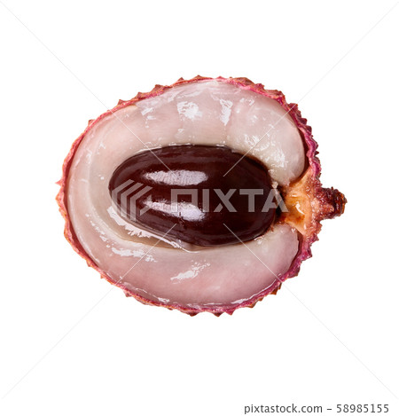 half lychee fruit isolate on a white background half lychee fruit isolate on a white background 58985155