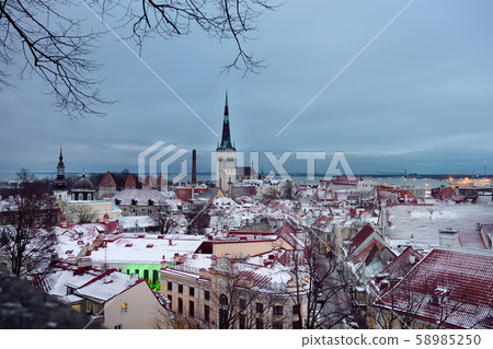 Aerial cityscape view of Tallinn Old Medieval Town Aerial cityscape view of Tallinn Old Medieval Town 58985250