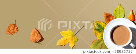 Autumn theme with a cup of coffee Autumn theme with a cup of coffee 58985752