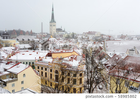 Aerial cityscape view of Tallinn Old Medieval Town Aerial cityscape view of Tallinn Old Medieval Town 58985802