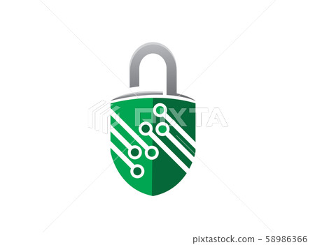 Lock technolory symbol guard for logo design 58986366