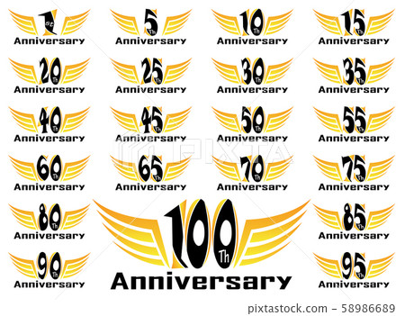 Set of anniversary badges celebrating banners 1 to Set of anniversary badges celebrating banners 1 to 58986689