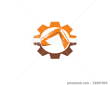 excavator arm digger in a pinion gear shape for design illustration on white background excavator arm digger in a pinion gear shape for design illustration on white background 58987004