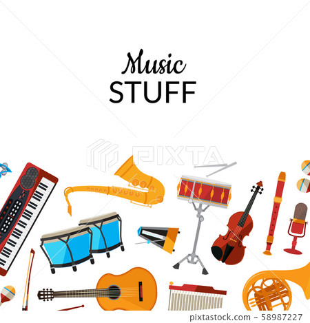 Vector Cartoon Musical Instruments Background Stock Illustration