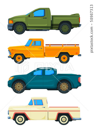 Pickup truck. Vector transport. Illustrations of automobiles 58987313