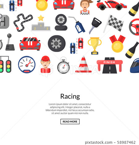 Vector flat car racing icons background - Stock Illustration [58987462 ...