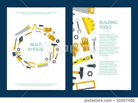 Vector flat construction tools card or flyer template illustration Vector flat construction tools card or flyer template illustration 58987486
