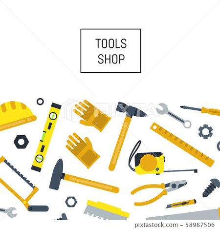 Vector flat construction tools background - Stock Illustration ...