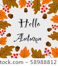 Set of colorful autumn leaves and acorn,white background  58988812