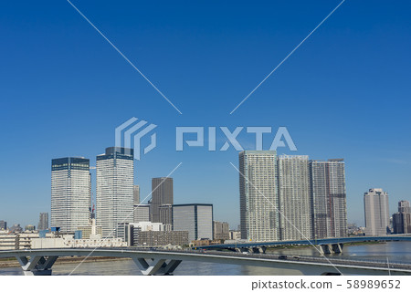 A view of the bridge over the Harumi Canal in Tokyo A view of the bridge over the Harumi Canal in Tokyo 58989652