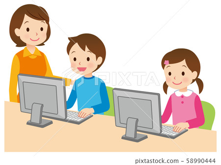 操作電腦的孩子 操作電腦的孩子 58990444