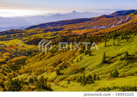 從Hagahira沼澤地,Shirane山和日本國道的最高點 從Hagahira沼澤地,Shirane山和日本國道的最高點 58991020