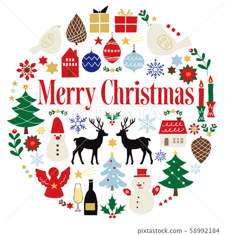 Christmas circle frame vector colorful - Stock Illustration [58992184] - PIXTA