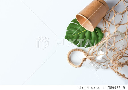 zero waste concept.grocery bag with glass bottle zero waste concept.grocery bag with glass bottle 58992249