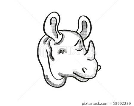 Black rhinoceros Endangered Wildlife Cartoon Mono 58992289