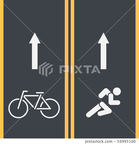 Bike path and Bicycle symbol on asphalt 58995180