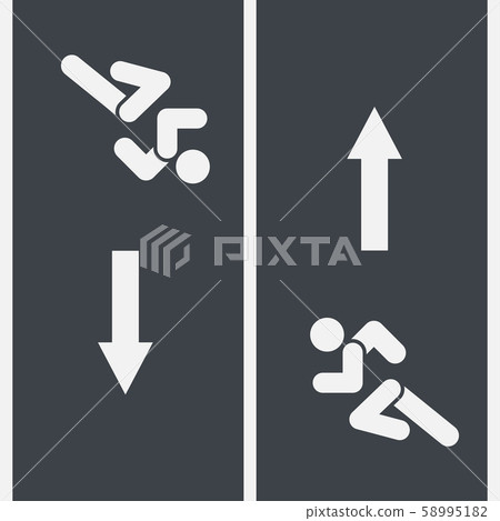Running track and runner symbol on asphalt Running track and runner symbol on asphalt 58995182