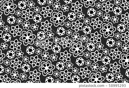 black and white flowers seamless pattern... - Stock Illustration ...