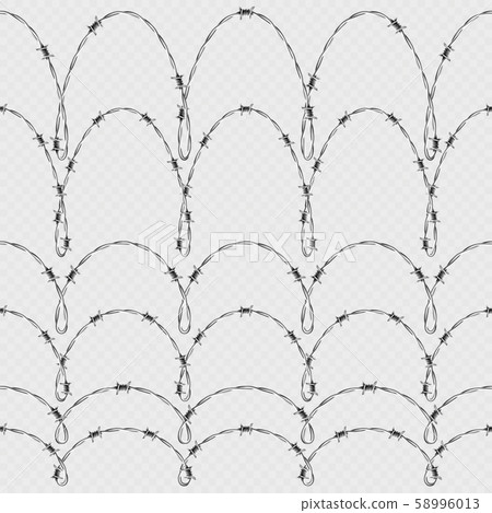 Metal barbed wire horizontal seamless border template and elements object. EPS 10 Metal barbed wire horizontal seamless border template and elements object. EPS 10 58996013