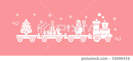 Train carries Christmas tree, snowman, gifts Train carries Christmas tree, snowman, gifts 58996458