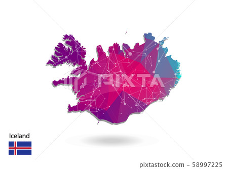 Vector polygonal iceland map. Low poly design. map 58997225