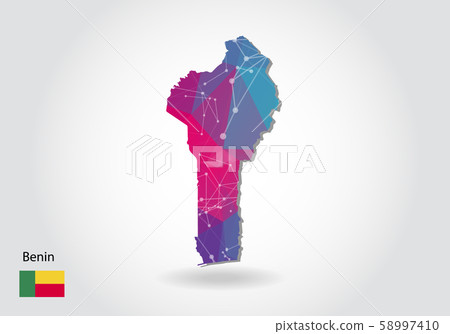 Vector polygonal benin map. Low poly design. map - Stock Illustration ...