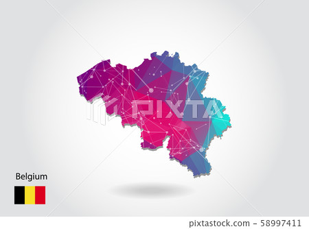 Vector polygonal belgium map. Low poly design. map - Stock Illustration ...