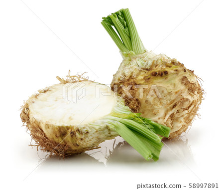 Group of celeriac isolated on white background 58997891