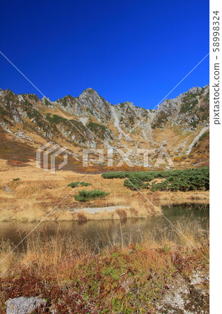 View of Hokendake from the Central Alps Senjojiki curl in late autumn 58998324